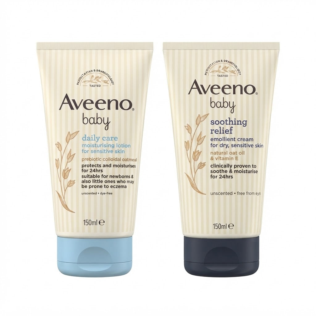 Aveeno Baby Daily Care Lotion 150ml & Soothing Relief Cream 150ml Combo Pack