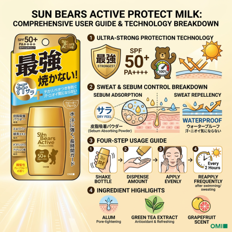 Omi Brotherhood Sun Bears Active Protect Milk Sunscreen SPF 50+ PA++++ 30g
