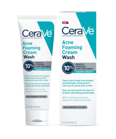 Cerave 10% Benzoyl Peroxide Acne Foaming Cream Wash 150ml