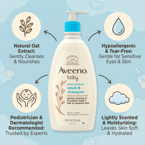 Aveeno Baby Daily Moisture Wash & Shampoo 532ml