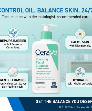 Cerave Foaming Facial Cleanser For Normal to Oily Skin 355ml
