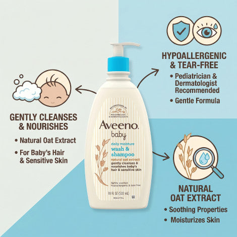 Aveeno Baby Daily Moisture Wash & Shampoo 532ml
