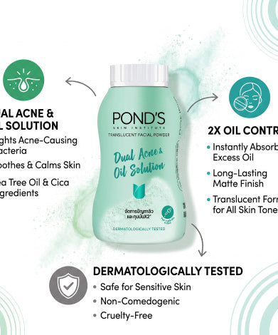 Pond's Dual Acne & Oil Solution Translucent Facial Powder 45g