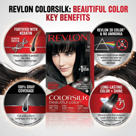 Revlon Colorsilk Beautiful Hair Color - 10 Black
