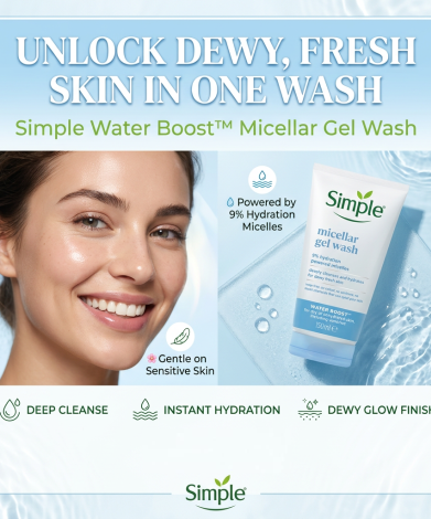 Simple Water Boost 9% Hydration Powered Micellar Gel Wash 150ml