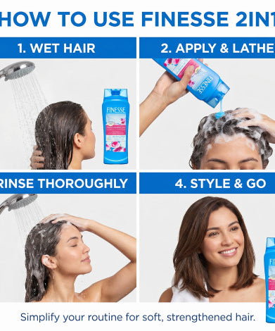 Finesse Restore + Strengthen Moisturizing 2in1 Shampoo + Conditioner 384ml